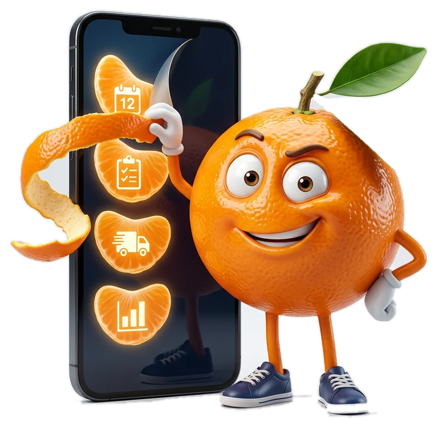 Mandarino schilt de app op een telefoon als een mandarijn